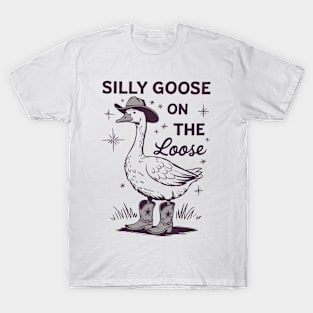 Silly Goose on the Loose - Funny Cowboy Goose Design T-Shirt